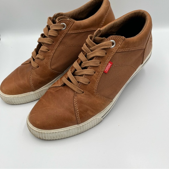 Chrome Men's Brown Leather & Mesh Lace Up Low Top Casual Sneakers 9.5 Skater - Picture 9 of 16